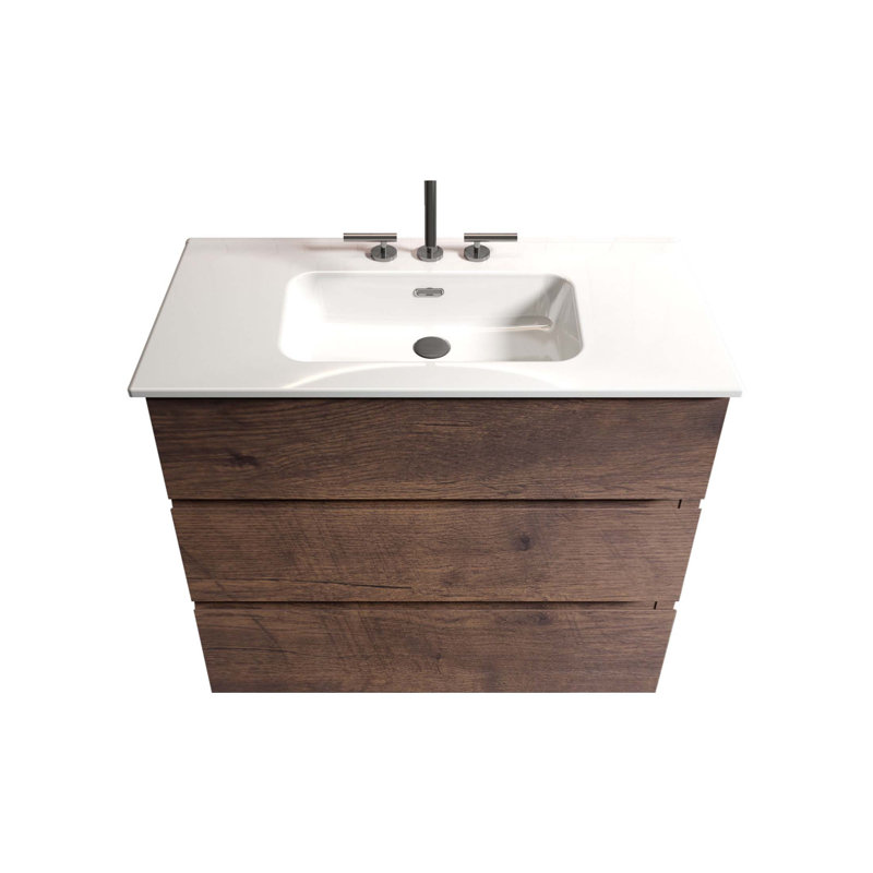 Meuble-lavabo autoportant de 36 pouces avec lavabo une pièce, grand espace de rangement et trous pré-percés pour les salles de bain modernes