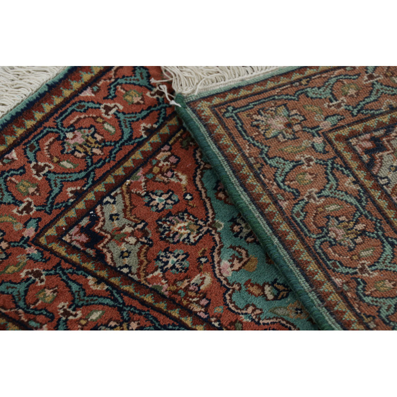 Rug & Kilim’S Kashan Style Runner Rug In Red And Blue With Geometric Patterns