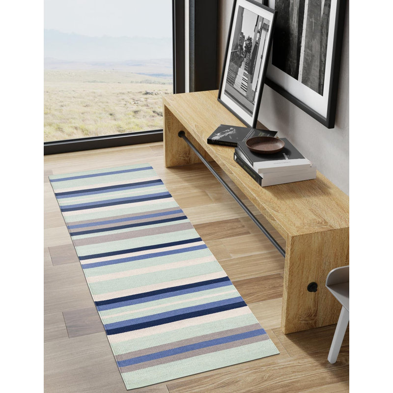 Aareona Cotton Geometric Indoor Rug, Runner 2' x 5'1"
