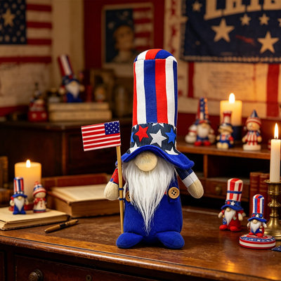 Independence Day Faceless Doll Striped Hat Gnome Rudolph Gnome Figurine Party Decorations Ornaments