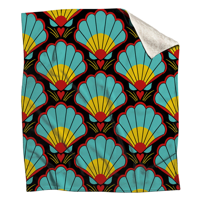 Art Deco Shell Motif Blankets, 50in W x 60in H