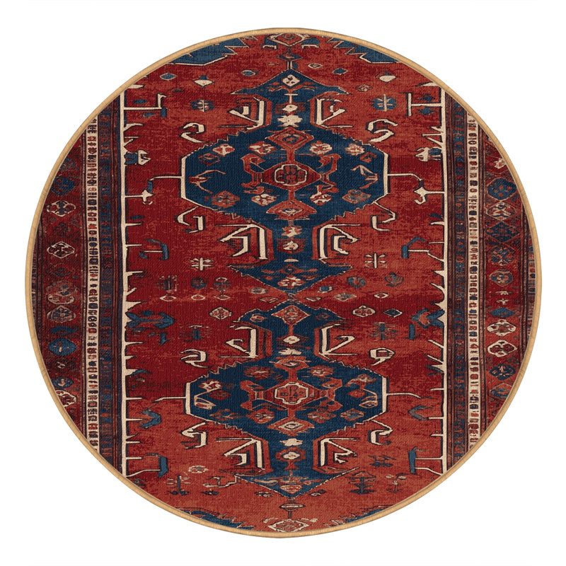 Tapis brun turc lavable à la machine, Rond 6 pi