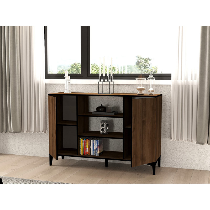 Puqa Design 90cm Sideboard, Walnut/Black