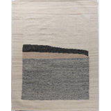 Flatweave Wool Abstract Area Rug in Cream/Gray/Black