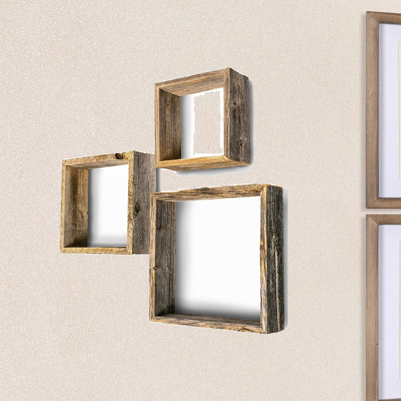 Ensemble de 3 tablettes carrées rustiques