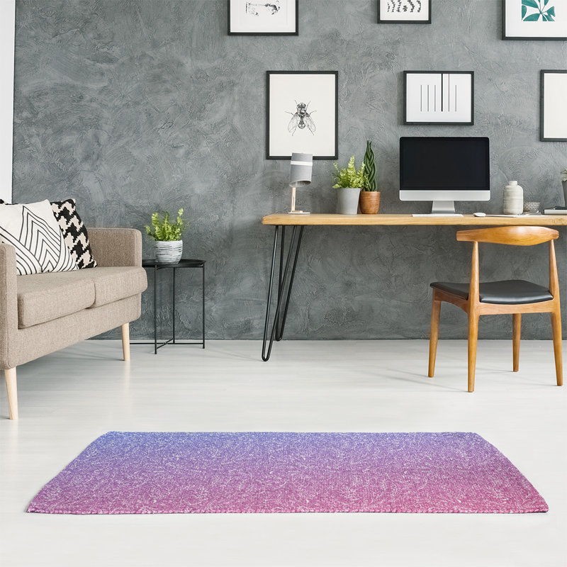 Tapis bleu/rose floral dégradé ditsy, Rectangle 4 pi x 6 pi