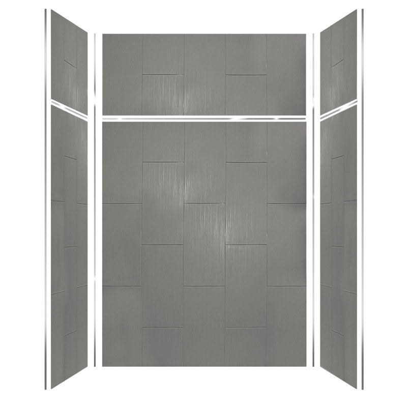 60'' W 36'' D 96'' H Glue Up Solid Surface Wall, Dark Gray