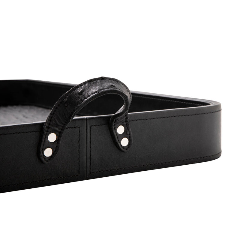 Ostrich Leather Inlay Tray, Black