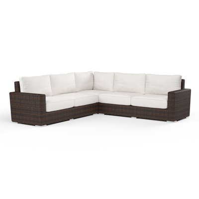 Montecito 106.50'' Wide L-Shaped Premium All-Weather Wicker Patio Sectional with Sunbrella® Cushions