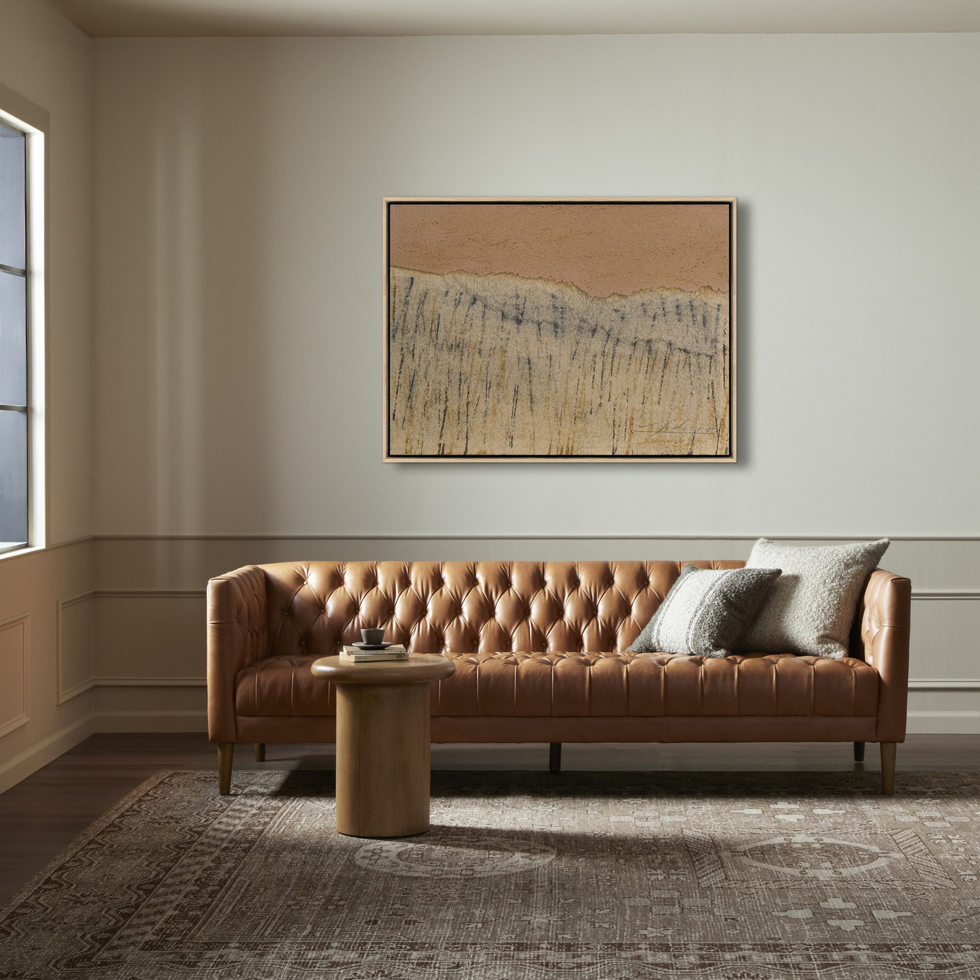 No. 17 by Valeria Sidanez, Light Brown Canvas Floater Framed, 36" H 48" W 2" D