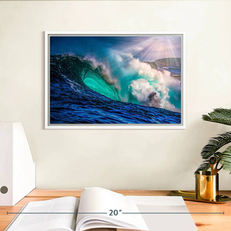 Grande vague, Cadre flottant blanc, 13 po x 9 po