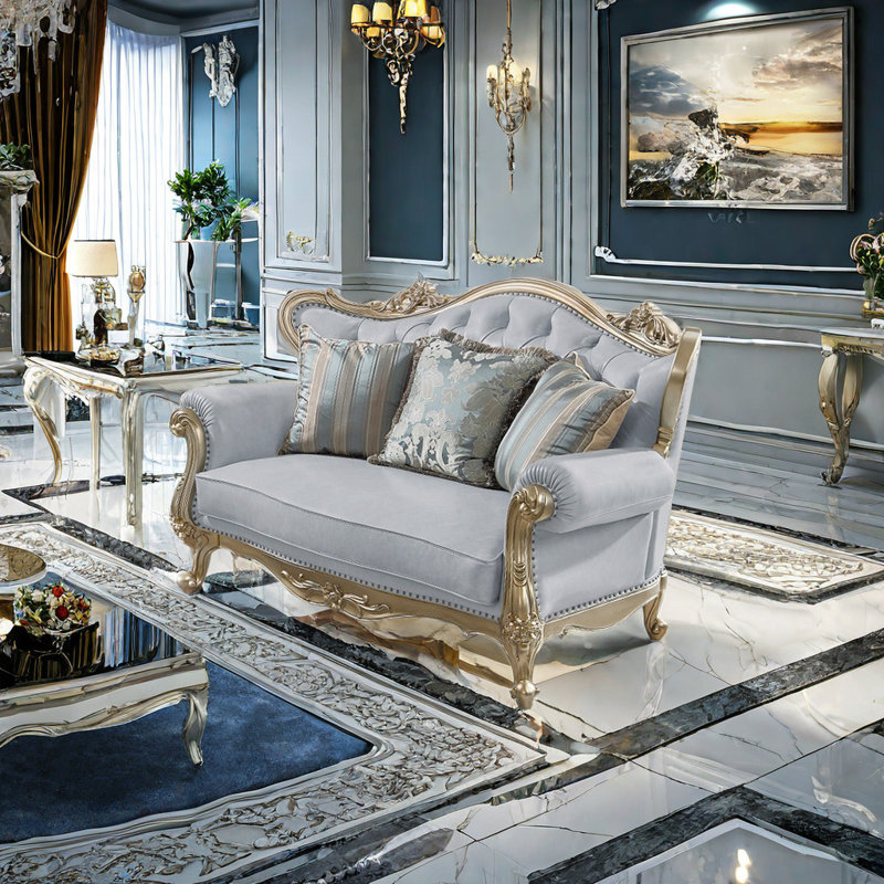 Causeuse à accoudoirs roulés en cuir 71,6 po European Light Luxury, Mauve