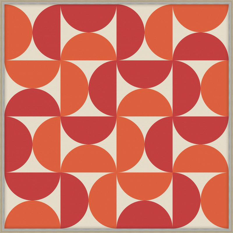Vibrant Semicircle 5 Print, Red/Orange/White, 34.25" H x 34.25" W