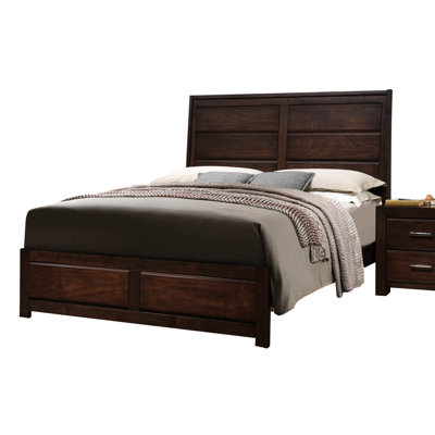 Wood Walnut Queen Panel Bed With Extra Drawer And Mattress Stability Finish Low Profile