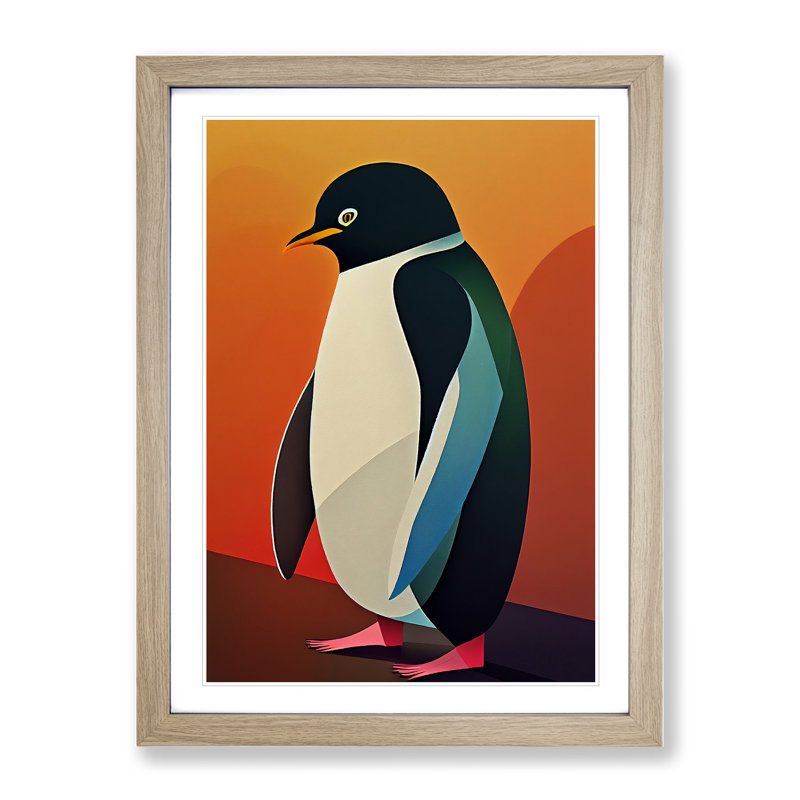 Perfect Penguin Abstract - Wall Art, 64cm H x 46cm W x 2cm D, Oak