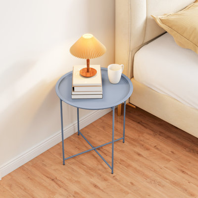Round Metal Outdoor Side Table , 46cm cm W 46cm cm D