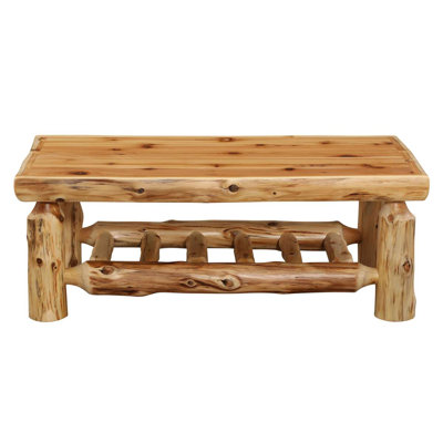 Cedar Log Rectangle Coffee Table - 40" x 20" - Coffee - Liquid Glass