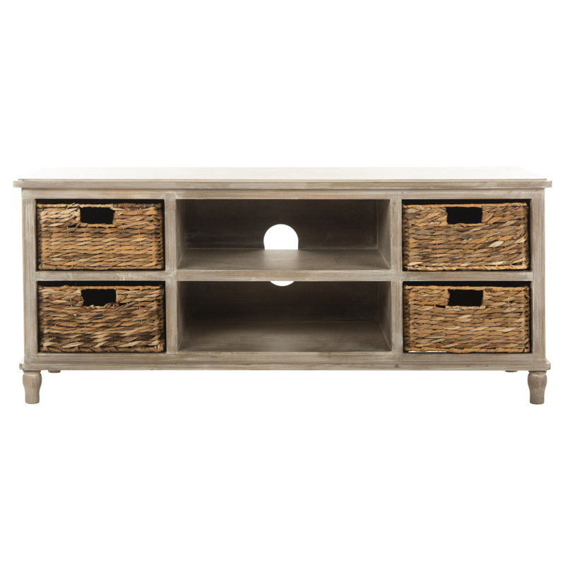 Santa Cruz Solid Wood TV Stand for TVs up to 50", Gris blanc délavé