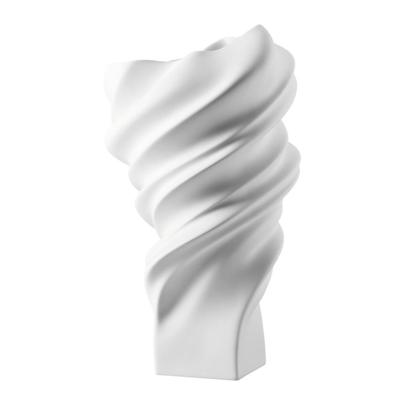 Squall Porcelain China Table Vase, White Matte, 13.75" H x 7.75" W x 7.25" D