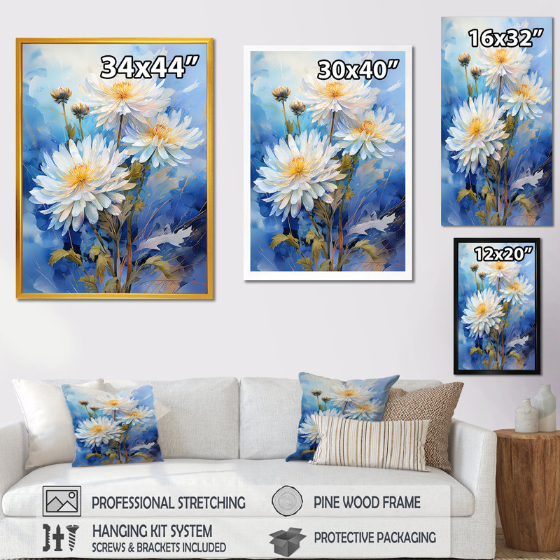 Délicat pissenlit bouquet - art mural pissenlit, Cadre flottant noir, H 44 po x l 34 po x P 1,5 po