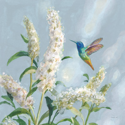 Hummingbird Spring II Soft Blue by Danhui Nai - Wrapped Canvas Painting
