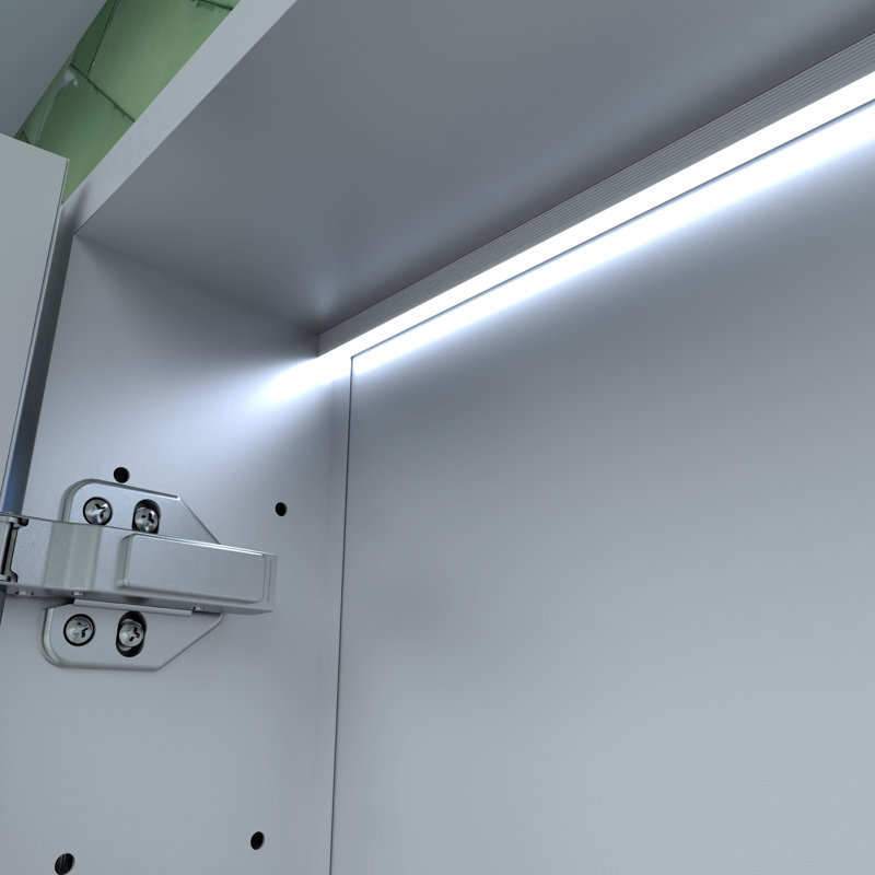 Rectangulaire 24 po L x H 30 po Armoire à pharmacie encastrée / en aluminium argenté antirouille, bandes à DEL haute densité, charnières silencieuses, tablettes réglables en verre trempé, définition