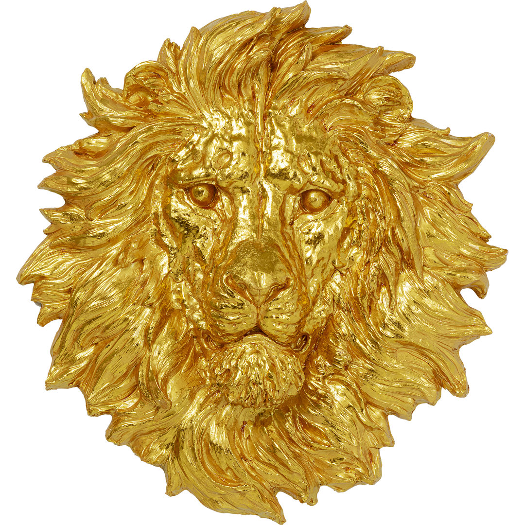 Wandobjekt Lion Head Gold 90x100cm