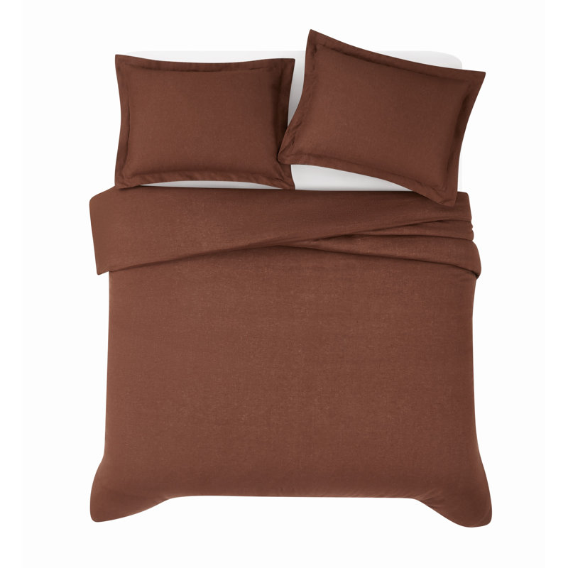 Ensemble d'édredon 100% lin Brooklyn Loom, Brun, Édredon pour grand lit + 2 taies décoratives sta