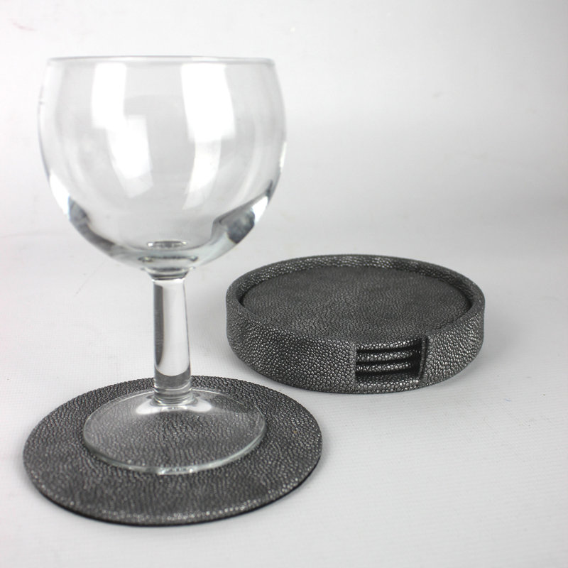 Round 4 Piece Car Coaster Set, in Grey