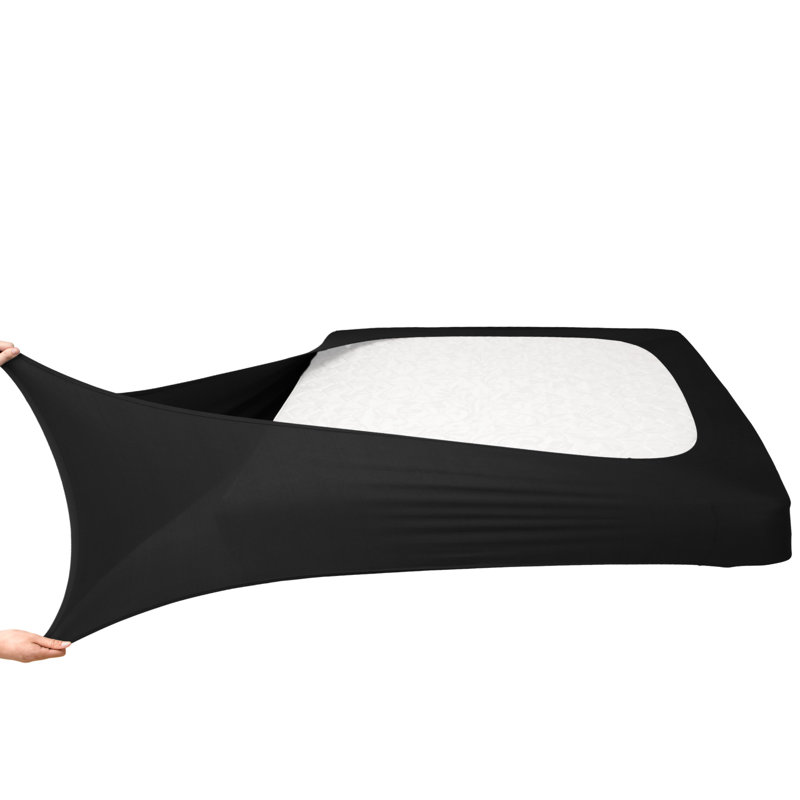 Jersey Knit Stretchy Wrap Around Box Spring Cover, Full, Black