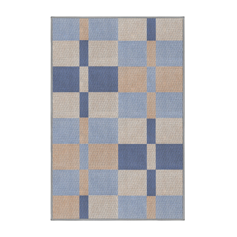 Tapis beige / bleu à motif géométrique Antonin, Rectangle 8 pi x 10 pi