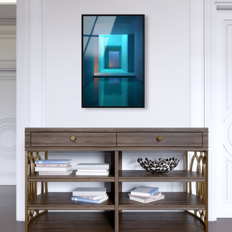 Cerulean Corridor I Print, 25"H x 17"W, Black Floater Frame
