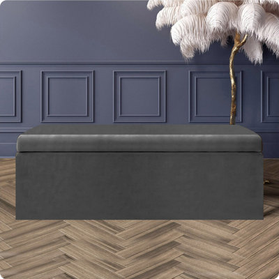 Safar Large Plush Velvet Ottoman Storage Box with Plain Lid Multi Functional Upholstered Blanket Box