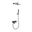 Système de douche à pluie 3 fonctions, fixation murale avec bec pliable, noir mat-118735057