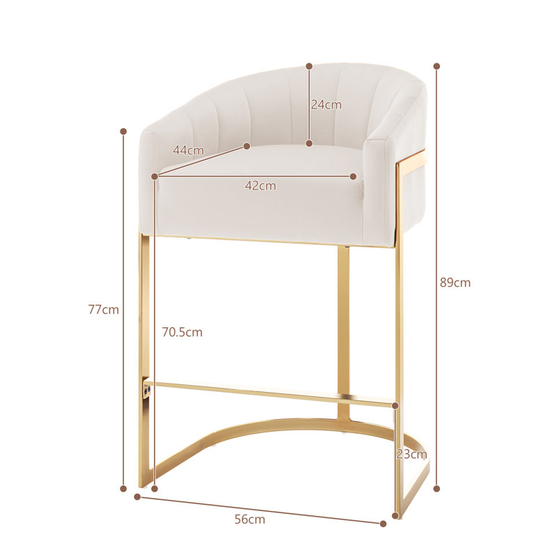 Yes Upholstered Velvet Bar Stool, Beige