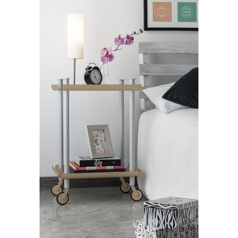 Zeigler Serving Cart, Grey, Brown