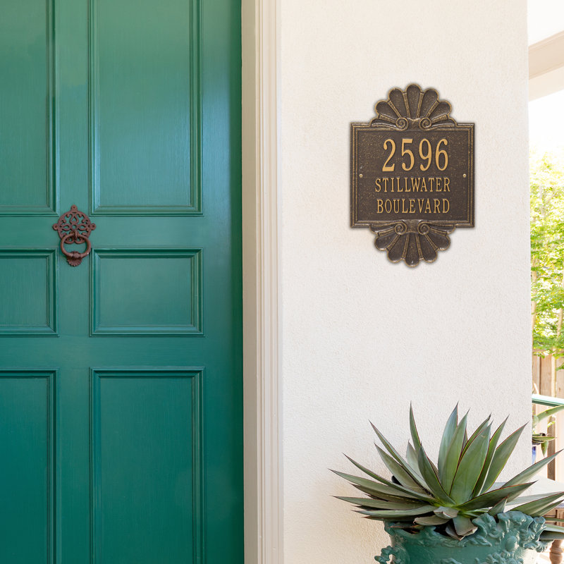 Signature Series 3-Line Wall Address Plaque, Bronze, Gold, Yes