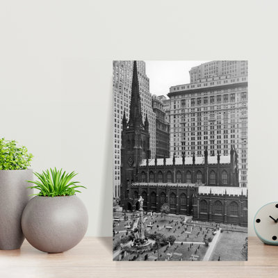 1950S Looking Down On Trinity Church Yard And Cemetery Downtown Manhattan New York City Near Wall Street Nyc Ny Usa Classic Gothic Retro Architectu...