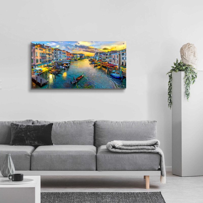 Grand canal de Venise, Italie, par Pierre Gavidia - impression sans cadre, H 24 po x l 48 po x P 0,2 po