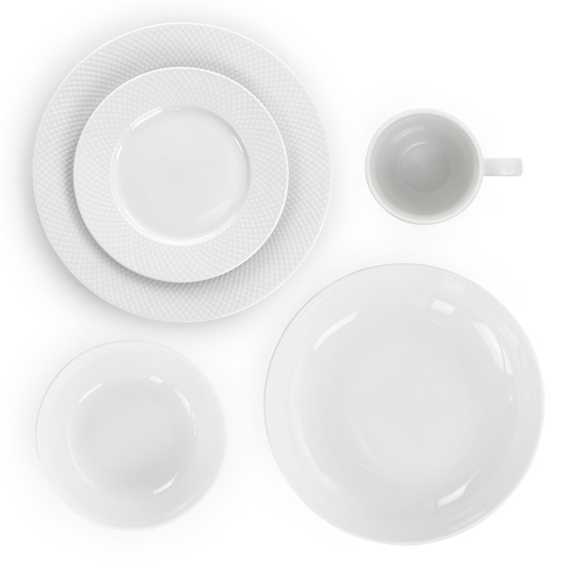 Elama 18-Piece White Porcelain Round Dinnerware Set