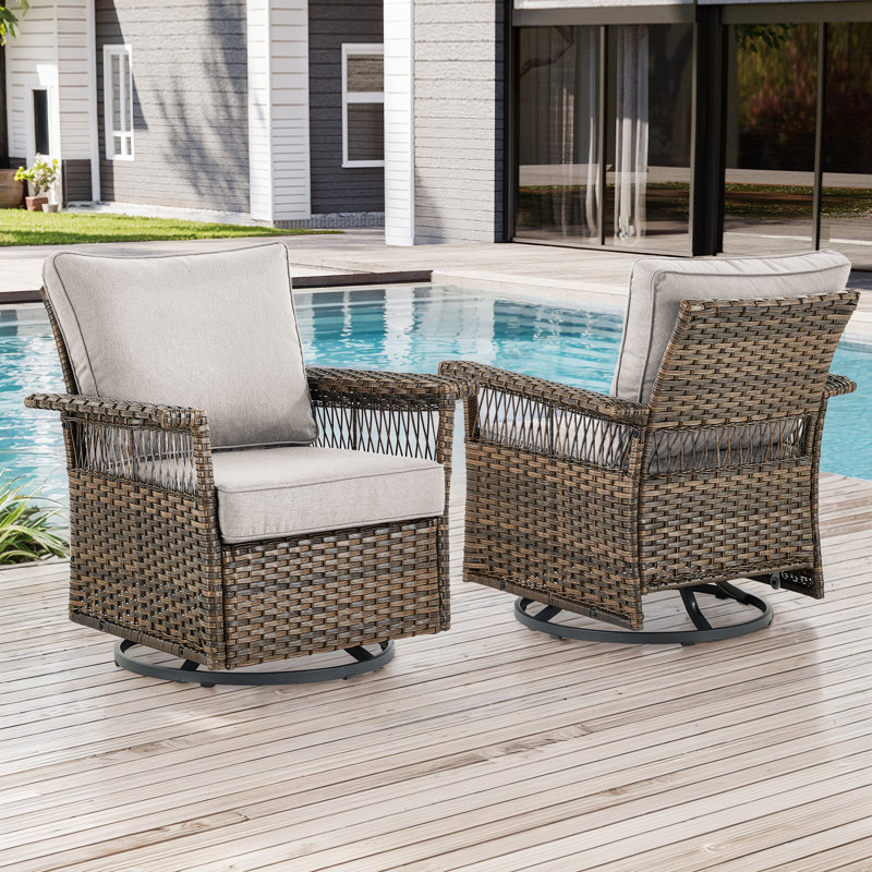 Chaise berçante pivotante avec coussins Blathnaid, Beige