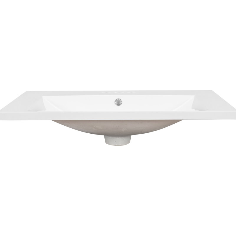 Plateau de meuble-lavabo en céramique blanc 30 po, H 6,43 po, 3 trous, emplacement du lavabo central, poids 24,86 lb, rectangulaire