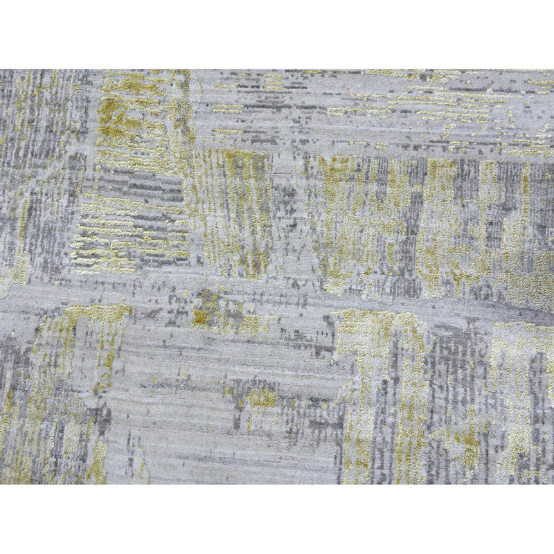 Tapis bleu / argent de haute qualité tissé à la main, Rectangle 6 pi x 9 pi