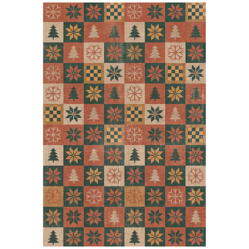 Tapis de porte Springhouse moderne à motifs géométriques orange, vert et or, antidérapant, à poils courts, pour intérieur et extérieur, adapté aux animaux domestiques, idéal pour le salon, la chambre, la salle à manger, l'entrée, le couloir, le bureau, style Noël, tapis de couloir, tapis saisonnier Fair Isle, style scandinave, couleur terre cuite, lavable à la machine.