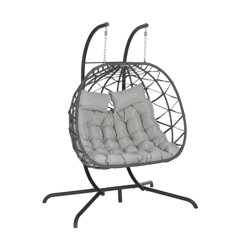 Double avec coussin de chaise suspendu, Gris, Noir