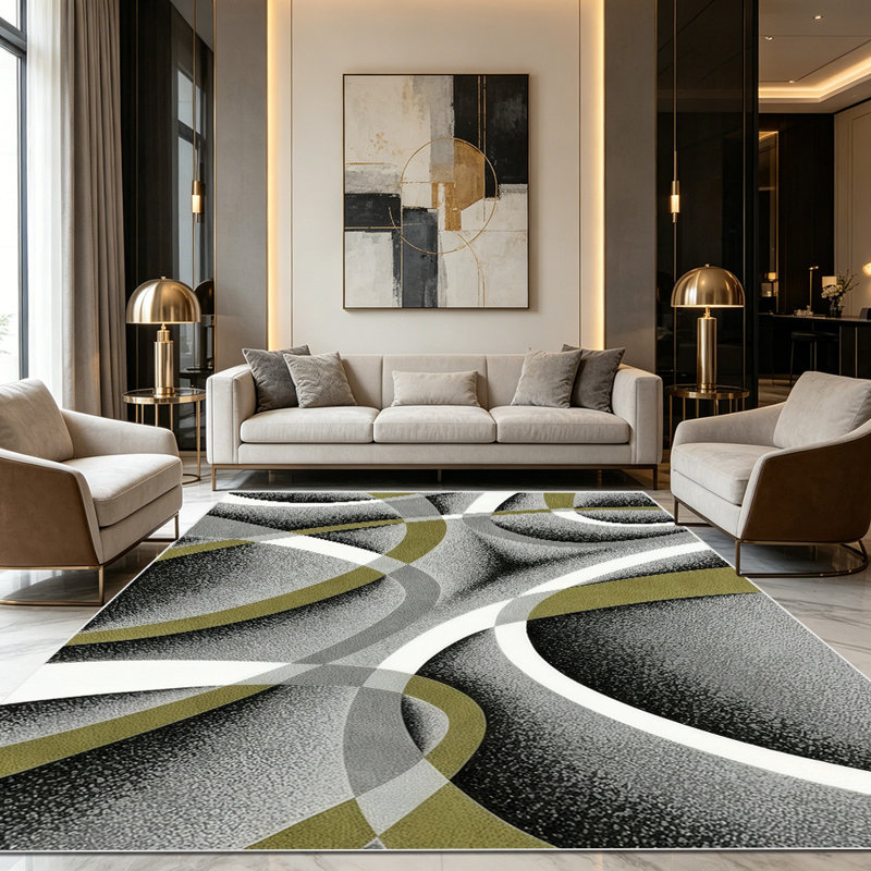 1PC Modern Abstract Swirl Geometric area rugs for Living Room, Soft, All seasons, Easy-maintain, Washable Indoor mat, Farmhouse suitable for dining room, bedroom, entryway, home office, patio, porch, Home Decor, Outdoor Decor.