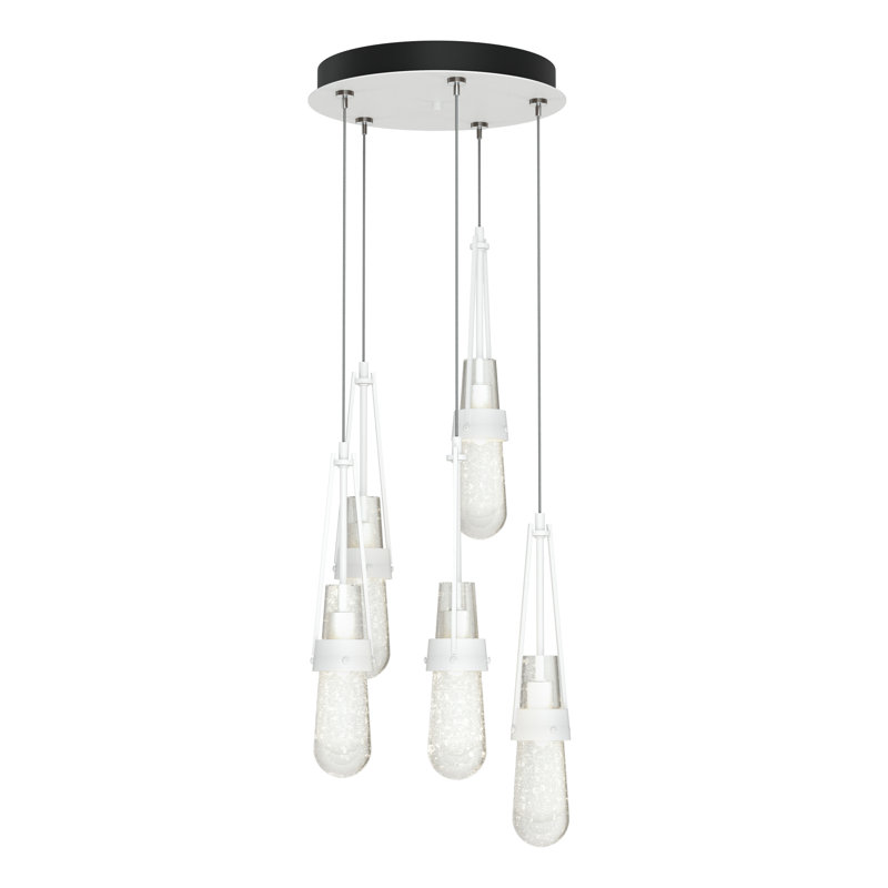Link 5 - Light Pendant, White, Clear Bubble Glass, Standard: 19" to 80"