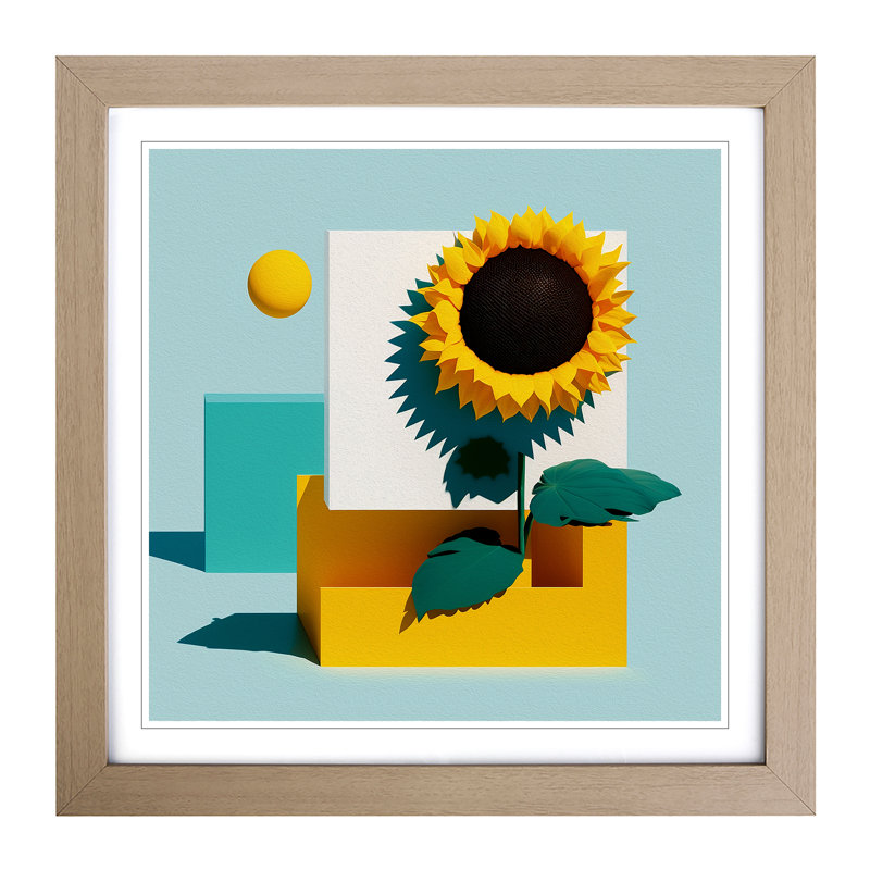 Sunflower Suprematism - Framed Print, Oak