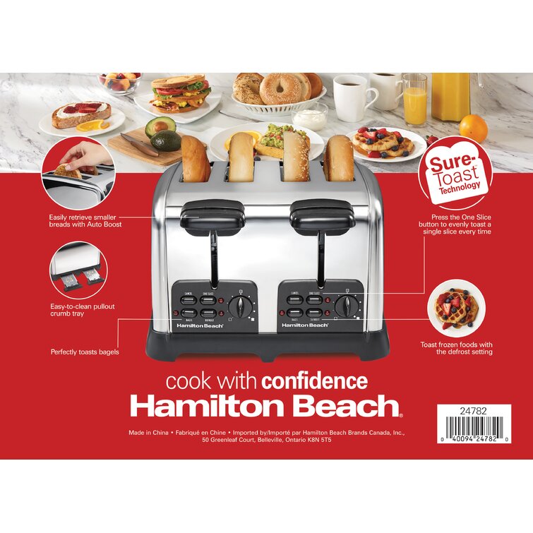 Hamilton Beach - Classic 4 Slice Toaster with Sure-Toast Technology - Stainless Steel