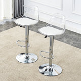 Modern Minimalist Bar Chairs And Bar Stools. Can Rotate 360 ° And Adjust Lifting. PET Backrest And PU Seats. Set Of 2. Suitable For Bars